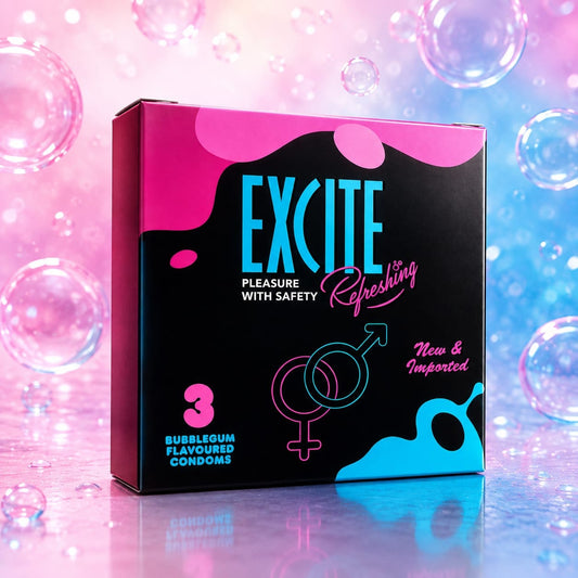 EXCITE Bubblegum Flavored Condoms – 3 Count